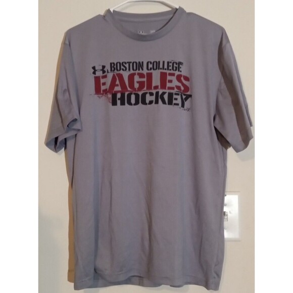 BOSTON COLLEGE EAGLES HOCKEY Under Armour HeatGear Men's Large Gray T-Shirt, EUC - Picture 1 of 5